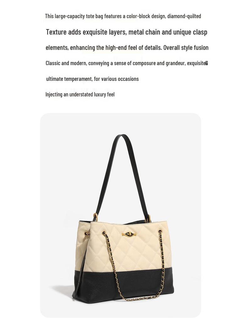 Elegant Diamond Quilted Chain Bag - Autumn/Winter 2025 Large-Capacity Versatile Shoulder Tote