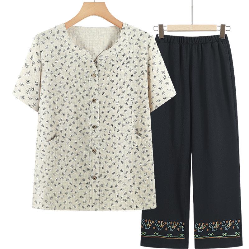 Cardigan de Algodón Puro de Manga Corta Estilo Nuevo 2026 para Mujeres de Mediana Edad y Mayores