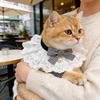 Pearl Bow Lace Pet Scarf, Checkered Adjustable Collar for Cats & Dogs, Party Photo Accessory