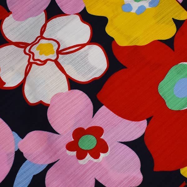 Kimono summer flowers [Stylish Iroha] Yukata, ready-made, (navy blue)