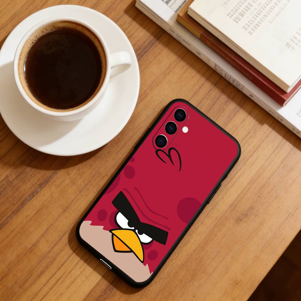 Funny Cartoon A-Angry B-Birds Phone Case For Samsung Galaxy A73,A72,A71,A70,A53,A52,A51,Soft Silicone Black Cover