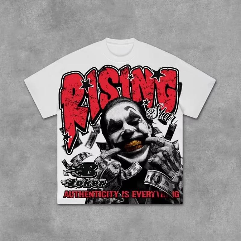 Joker Money on The Street Authenticity Is The Most Important Old Graphic Print T-shirt Men Women Harajuku Y2K Fashion Cotton Oversized Summer New Tee