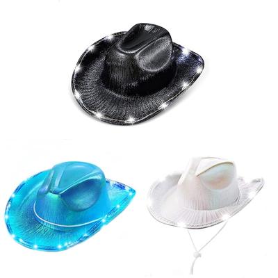 Summer LED Light Up Cowgirl Hat for Bride Cosplay Wedding Party Taking Photo Hat