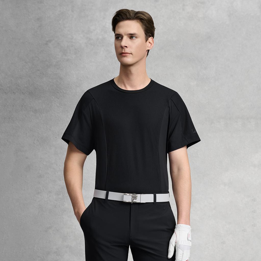 Fila Golf Series Simple Solid Color Comfortable Moisture-Wicking Quick-Dry Sports Golf Versatile Short Sleeve T-Shirt Men Tops A11M625139FBK