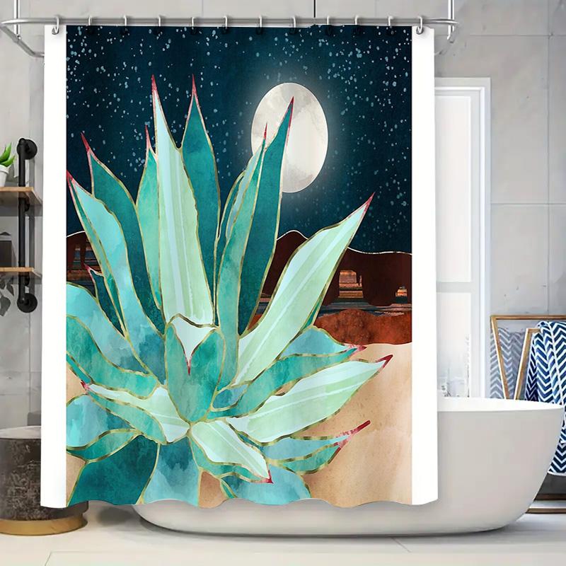 

Desert Cactus Shower Curtain Botanical Southwestern Home Decor Western Room Divider Rustic Farmhouse Bathroom Set W60H190(CM)-1 Pcs