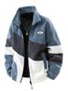 Men’s Color Block Lambswool Stand-up Collar Jacket – Thick Autumn/Winter Versatile Coat for Couples