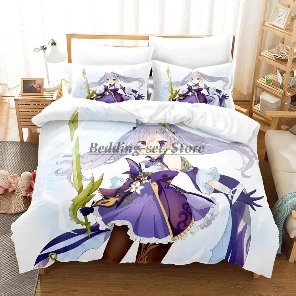 2023 Genshin Impact Bedding Set Single Twin Full Queen King Size Bed Set Aldult Kid Bedroom Duvetcover Sets Girl Bed Sheet Set