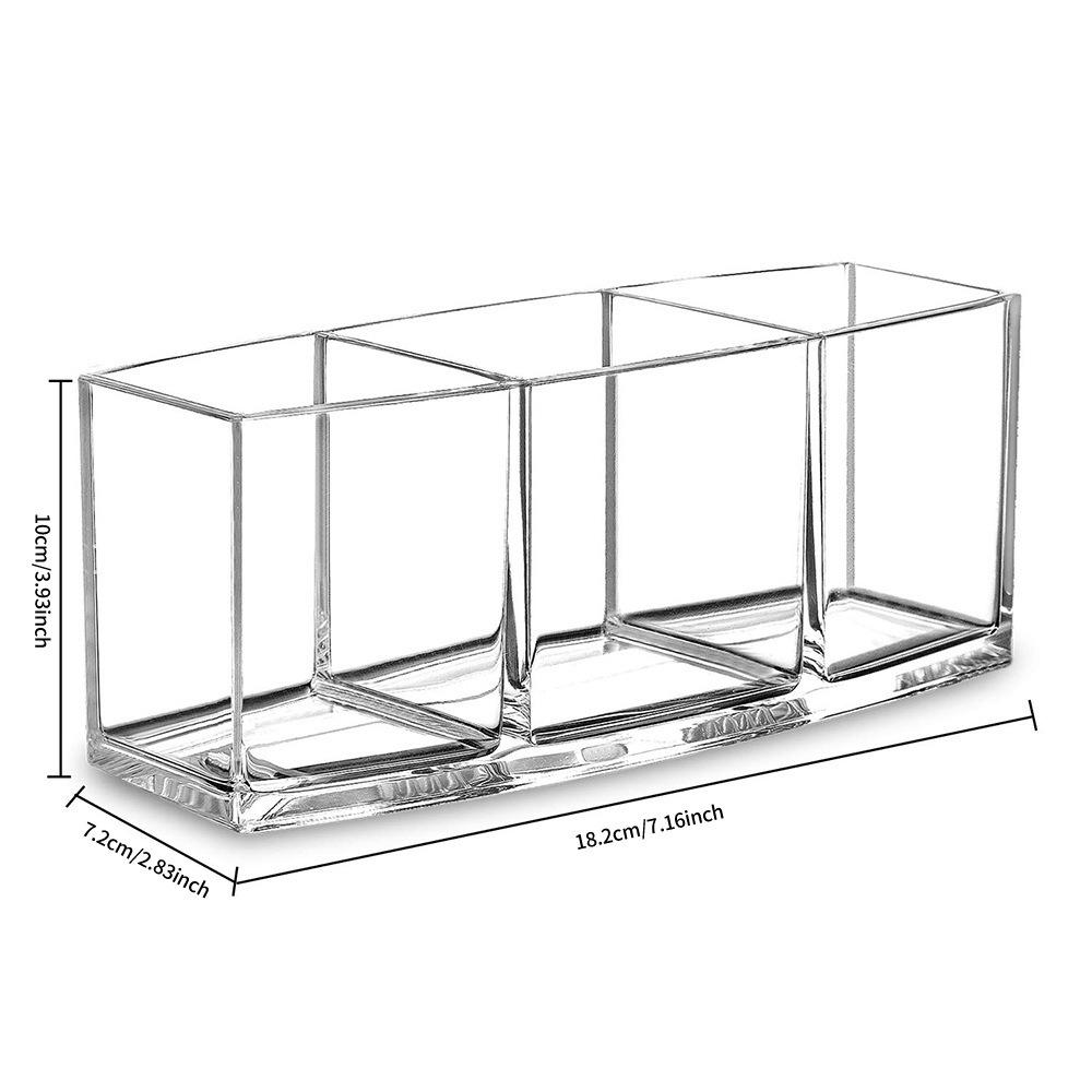 1pc Clear 3 Grid Makeup Box Organizer Storage Lipstick Nail Polish Display Stand Holder Cosmetic Jewelry Case Tools Box