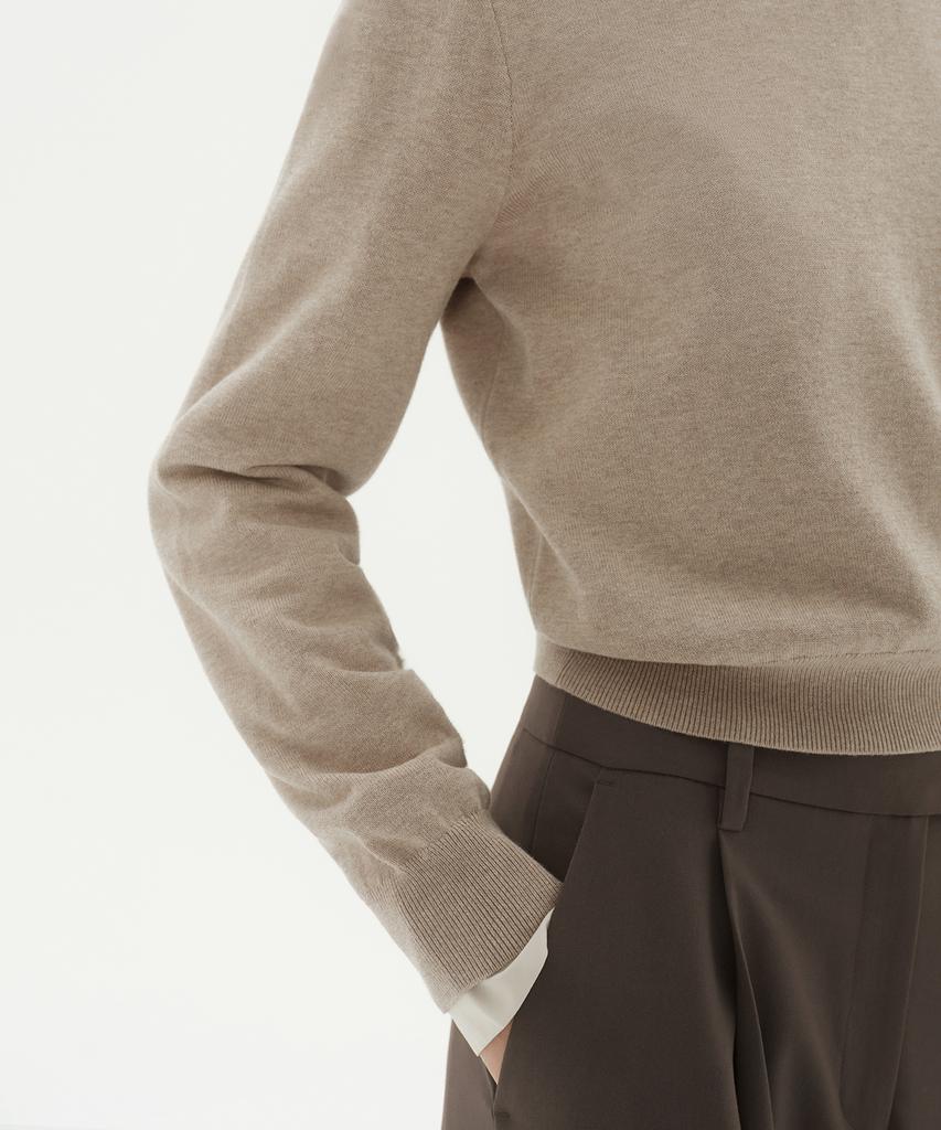 MUSINSA STANDARD WOMAN Women'S Washable Supima Cotton Crew Neck Knit [Heather Light Beige]