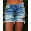 Ripped Fringed Women's Stretchy Denim Shorts