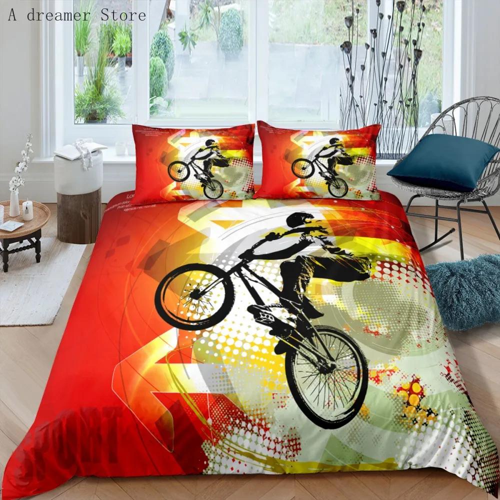 Motorcycle Bedding Set 3D Print Cars Duvet Cover With Pillowcase Motocross Bedspread Boys Bed Set King Size Home Textiles