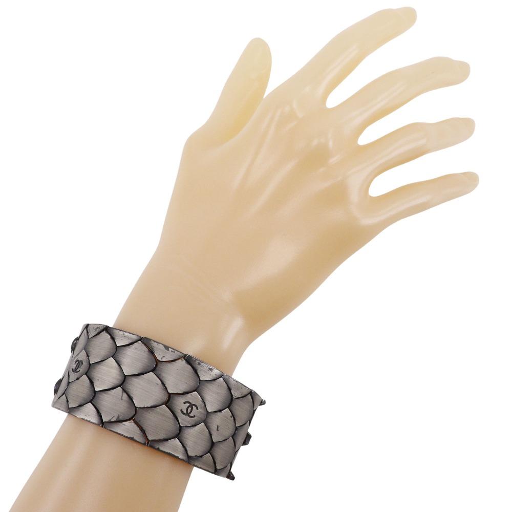 CHANEL COCO Mark Bracelet Silver metallic 106g Women Used