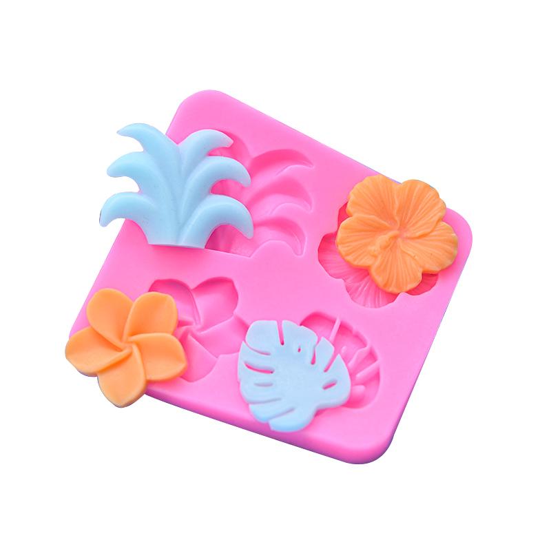 

2 штуки силиконовые формы для тропических цветов и листьев, силиконовая форма для цветка гибискуса, силиконовая форма для плюмерии, монстеры, листа веера, формы для мастики розовый