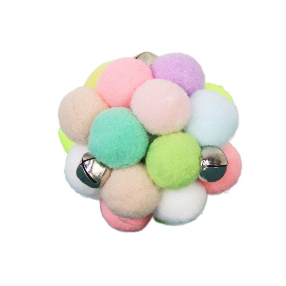 Bite Resistant Cat Catching Plush Ball with Bell Cat Plush Scratching Balls  Self Happy