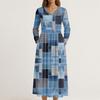 Dress For Women Long Boho Beach Dress Elegant Maxi Dress V-Neck Long Sleeve Dress With Pockets