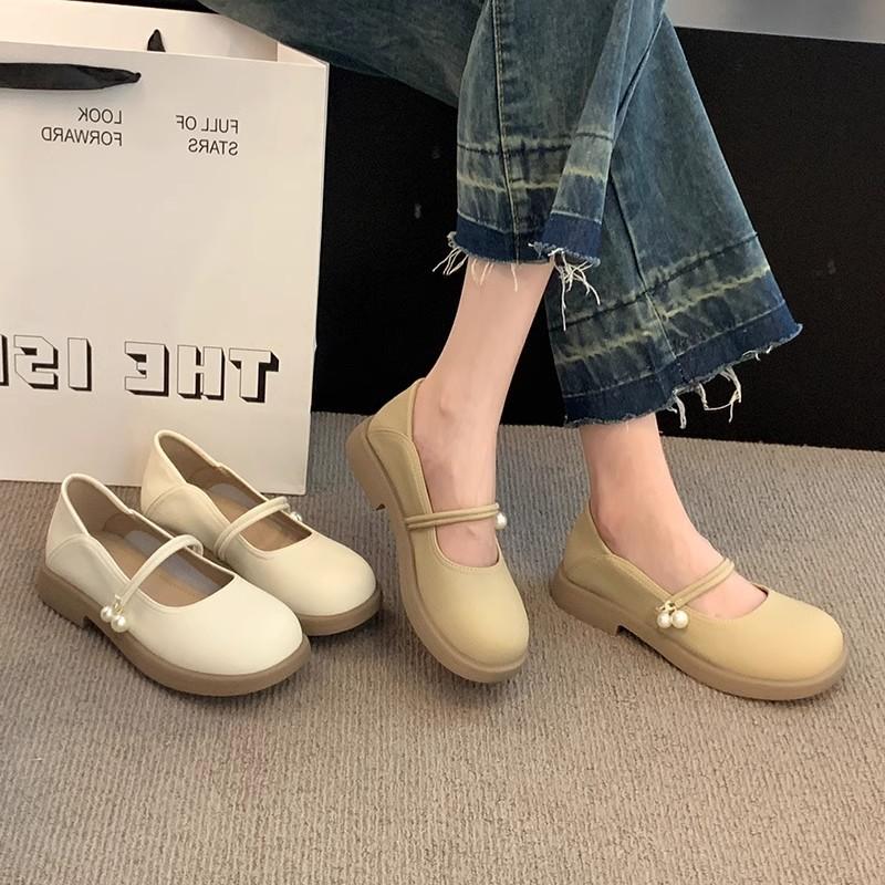 Mary Jane Shoes Women's Flat-soled Single Shoes Summer New Little White with Skirt and Small Leather Shoes
