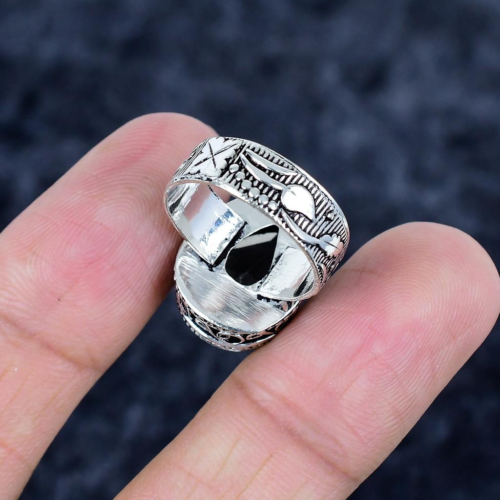 Smoky Topaz Gemstone Handmade 925 Sterling Silver Jewelry Ring Size 7.5 MM-3424