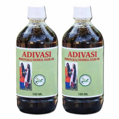 Adivasi Bhringraj Herbal Hair Oil Set (2 X 100ml) – Lightweight Oil for Soft, Smooth & Shiny Hair