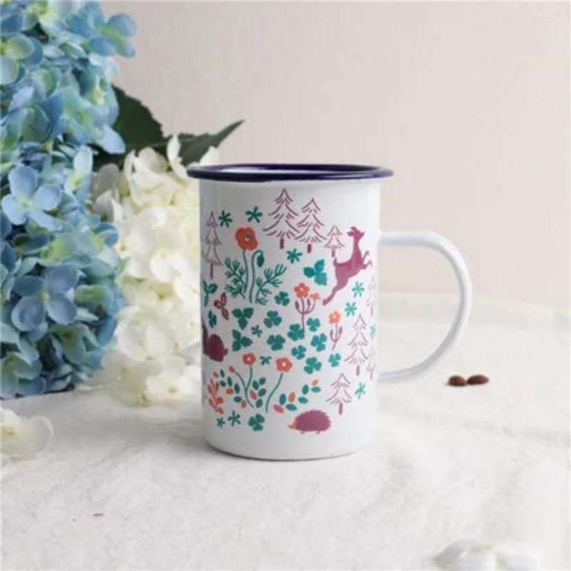 Outdoor Enamel Creative Coffee Tea Water Milk Cups Camping Mugs Enamel Mug with Handle Drinkware Vacation Hiking Mug Gifts