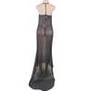 European & American Black Mesh See-Through Long Dress Lingerie Set: Low-Cut Spaghetti Strap Nightgown