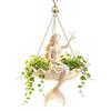 Housewarming Gift for Gardeners Fairy Ballet Dancer Mermaid Hanging Planter, Resin Decorative Flower Pot with Metal Chain, Balcony Outdoor Indoor