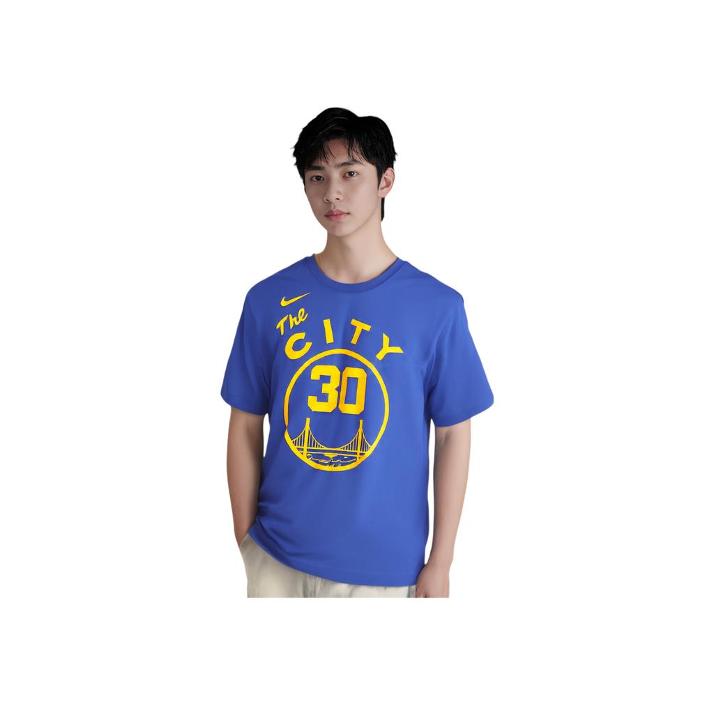 Nike Golden State Warriors Stephen Curry #30 Basketball Sports Print Short Sleeve T-Shirt Men Tops Blue CT9913-497