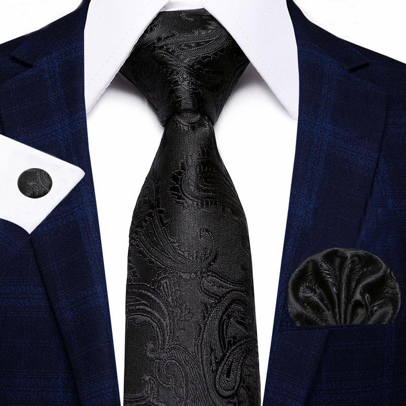 Men'S Business Tie Set, Tie Bow Tie Pocket Towel Cufflinks 3-Piece Set