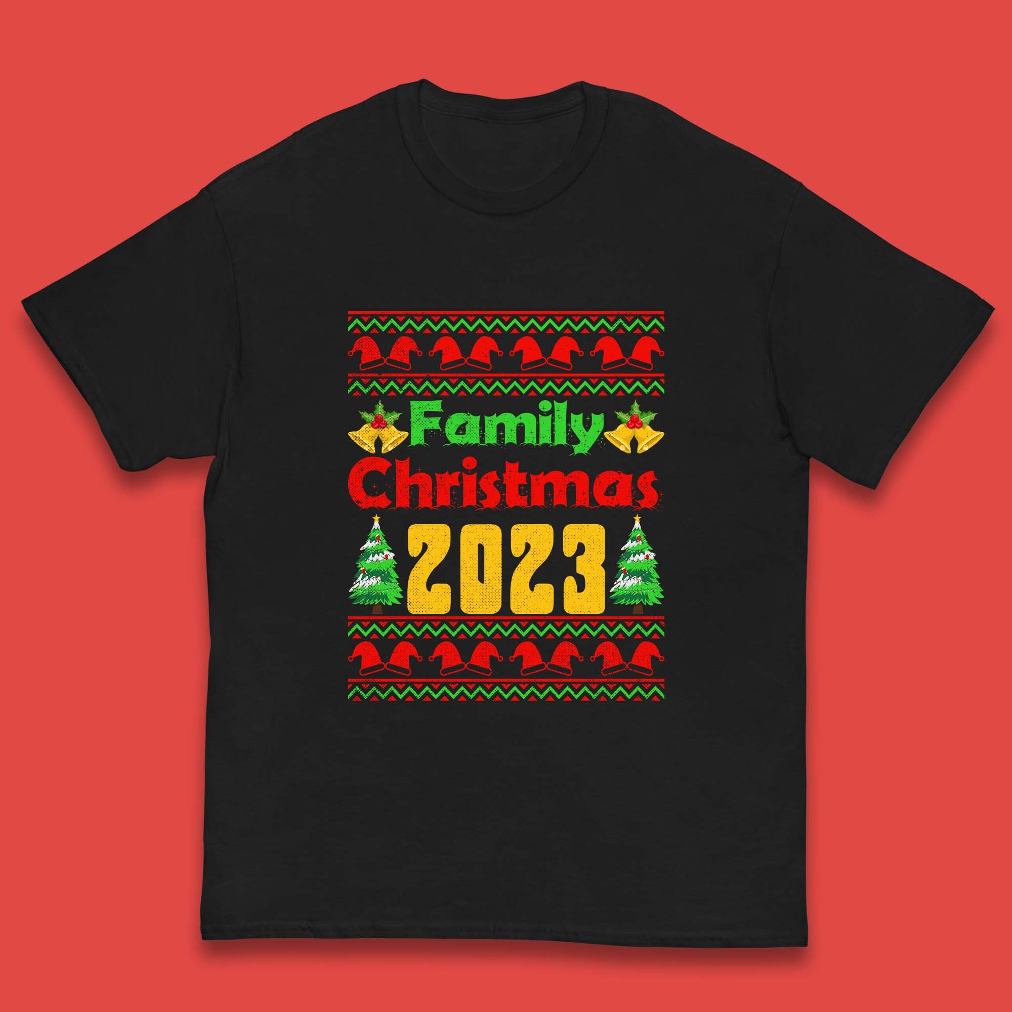 

Family Christmas 2023 Holiday Winter Festive Christmas Trees Xmas Season Kids T Shirt 160