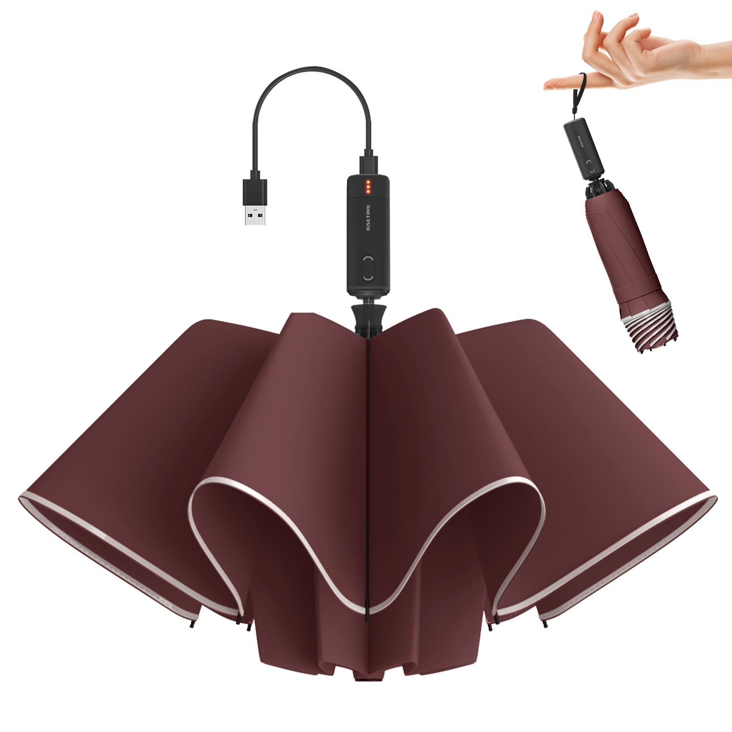 

и BP SUNNY Электрический Полностью Складной Зонт с Запатентованным Автоматическим УФ Супер Водоотталкивающим Покрытием, Подходящий для Солнца и 8 Больших 59см Электрический для Мужчин и Женщин