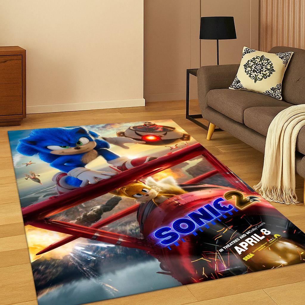 Classic S-Sonic Game Cartoon Hedgehog Carpet Rug for Bedroom Living Room Sofa Home Decor,kids Area Rug Non-slip Floor Mat Gift