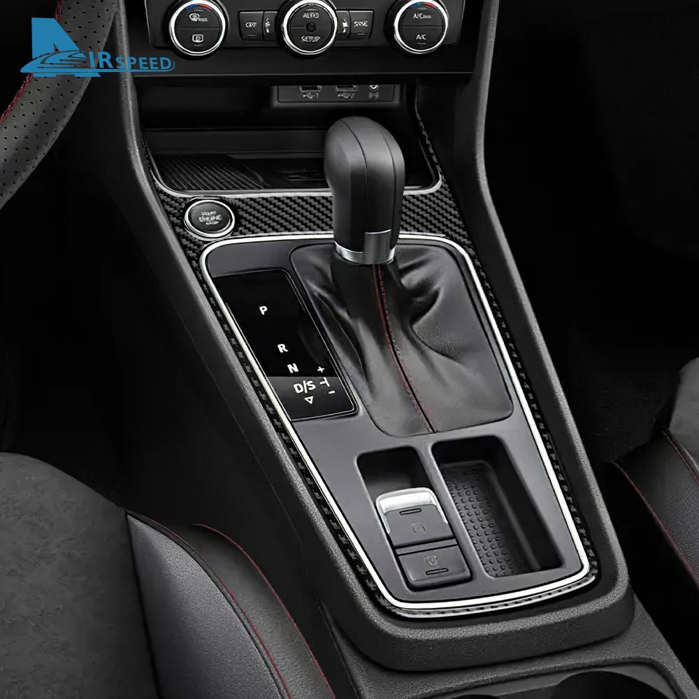 Real Soft Carbon Fiber Sticker For Seat Leon 2017 2018 2019 LHD RHD Car Gear Shift Outer Frame Panel Trim Interior Accessories