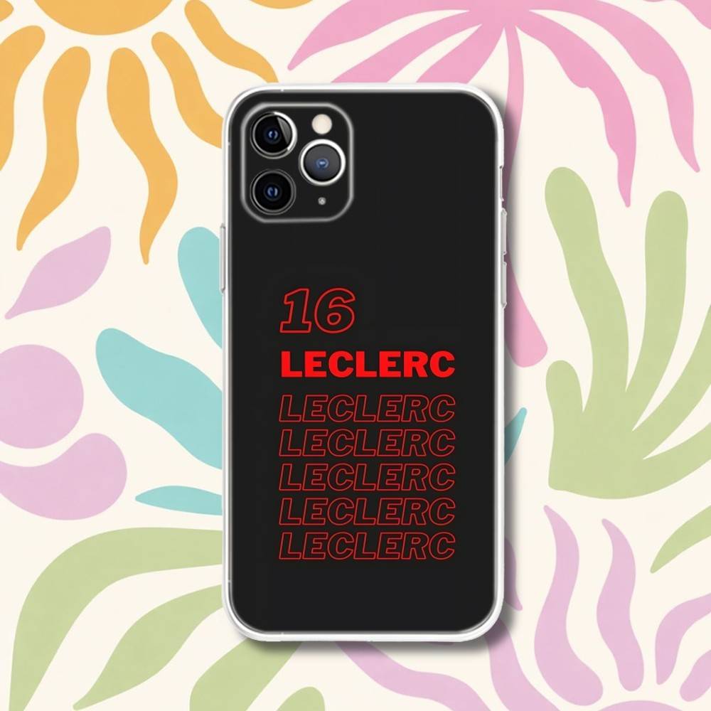 C-Charles 16 F1 L-Leclerc Phone Case For iPhone 17,16,15,11,12,14,13 Pro Max Plus Mini X,XS,XR,16E Air Transparent Cover Fundas