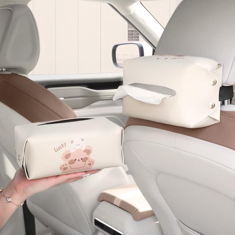 High-End Car Armrest Tissue Box - Cute Interior Decor for Female Drivers