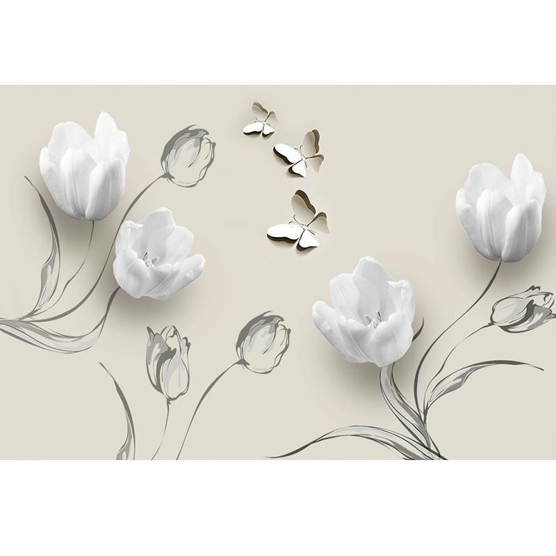 3d Simple Wallpaper Tulip Butterfly Murals Living Room Bedroom Home Decor Wall Murals