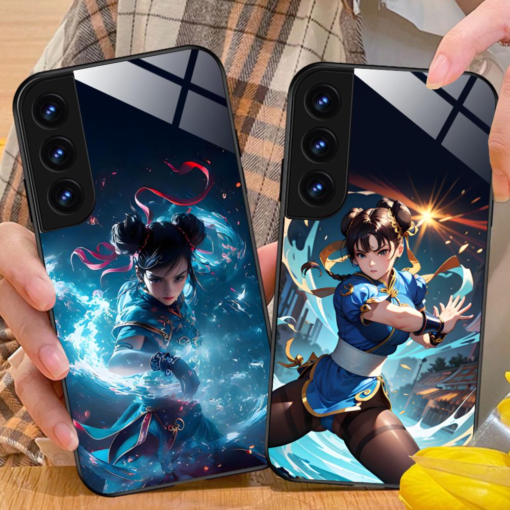 Street Fighter Chunli Phone Case for Samsung Galaxy S26 S25 S24 S23 S22 S21 S20 Note20 Plus FE Ultra Glass Colorful Cover Cover