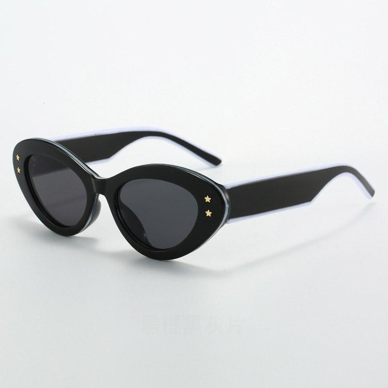 Non-polarized Cat Eye Oval Sunglasses Women Retro Star Brand Design Shades Eyewear Fashion Cat Eye Sun Glasses Unisex