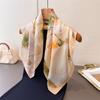 Art oil painting style simulation silk printing square scarf shawl scarf high-end neck small square scarf headscarf silk scarf