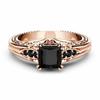 Elegant Black Gradient Zircon Ring with Full Diamond Inlay
