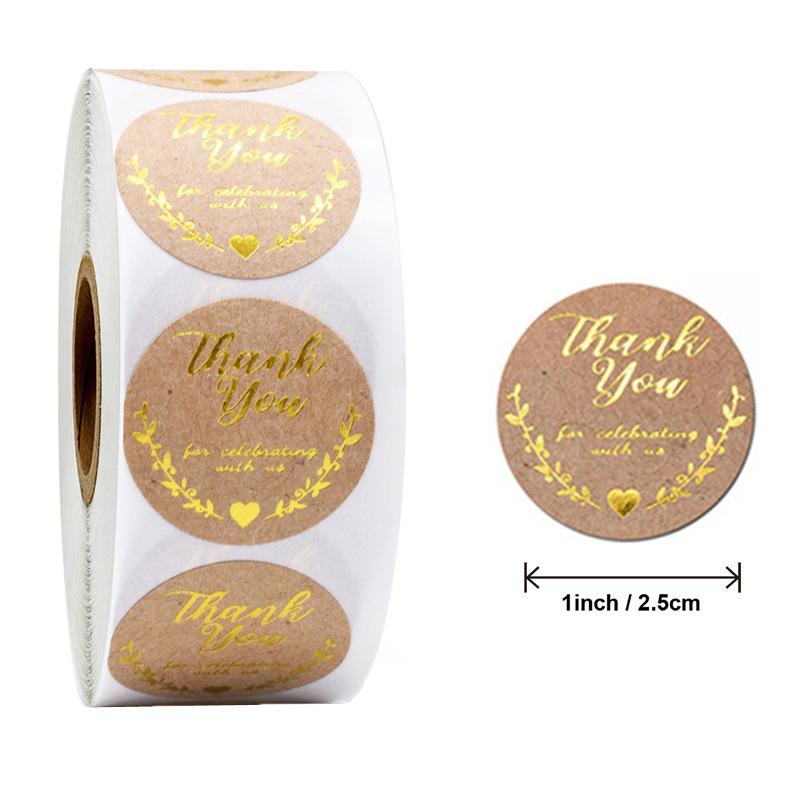 Natürliche Kraftpapier Dankeschön-Aufkleber Siegel-Etiketten Hundepfotenabdruck 1 Zoll Geschenkverpackung Schreibwaren-Aufkleber 500 Etiketten pro Rolle