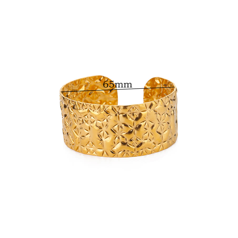 

Wide Texture Stainless Steel Bangle Bracelets For Women Vintage Gold Color Aesthetic Bangle 2024 New Party Zircon Gift mujer 58-60mm