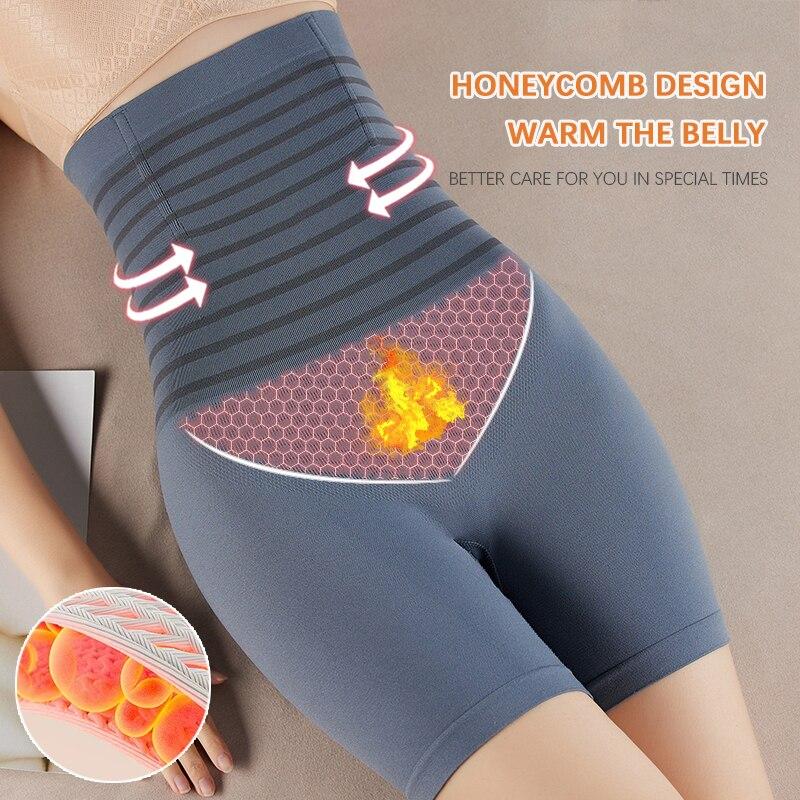 

Трусики с высокой талией и плоским животом, большие размеры, бесшовные женские шорты, корректирующие фигуру, боксеры, защитные шорты, нижнее белье для похудения XXL синий