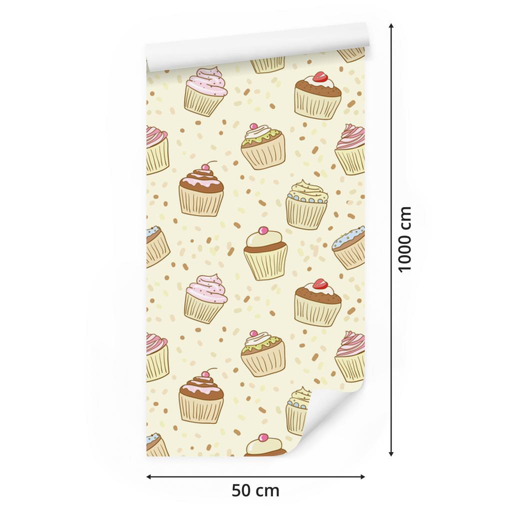 Sweet Cupcakes Wallpaper for Living Room and Bedroom 50x1000