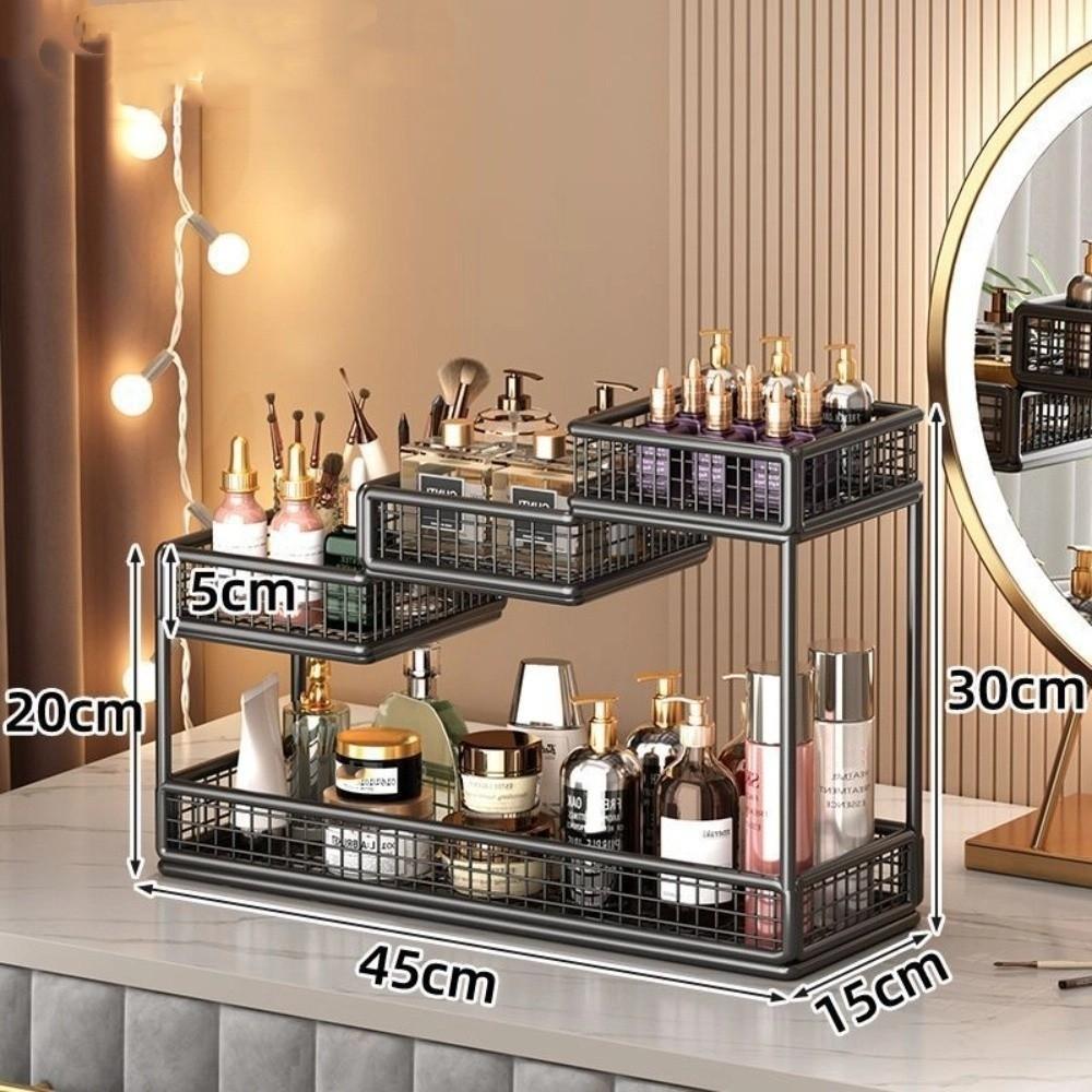 

No Installation Cosmetics Rack Multi-layer Storage Box Durable Makeup Storage Rack Bathroom Black