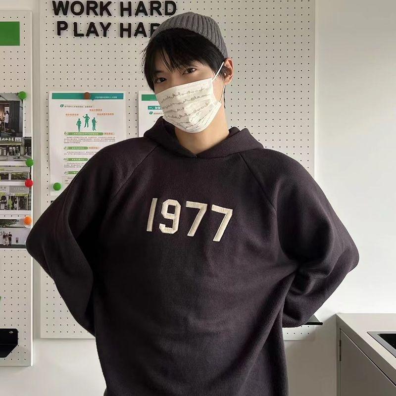 Fog Crazy Essentials Niche American Fashion Brand Autumn and Winter Men's Couple 1977 Hooded Sweater