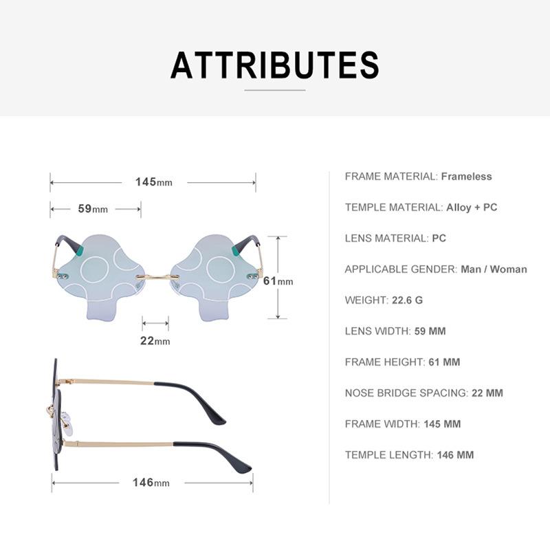 Personality Funny Mushroom Sunglasses Girls Tide Prom Art Photography Frameless Sunglasses