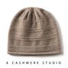 Cashmere hat big head circumference women's crimped knitted headgear stack hat autumn and winter warm solid color confinement hat