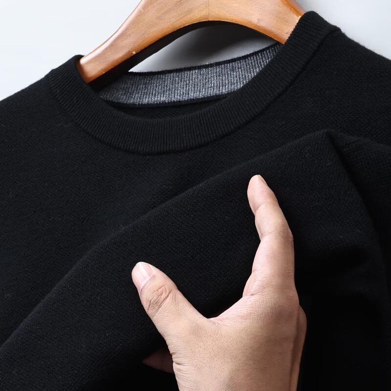 Hengyuanxiang Men's 100% Pure Wool Blend Round Neck Sweater