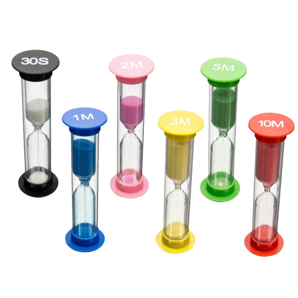 

6Pcs Sand Hourglass Mini Colorful Sand Timer Sets 30sec/1min/2mins/3mins/5mins/10mins Sand Clock Timer for Home Kitchen Kids New 6Pcs