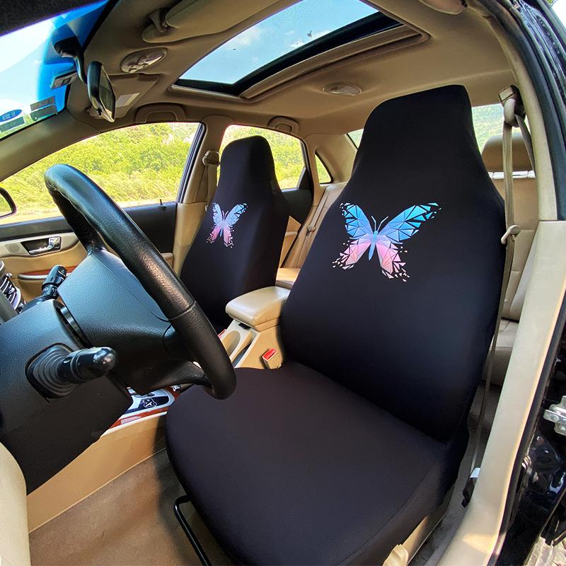AUTOYOUTH 2PCS Car Seat Covers Set Universal Fit Most Cars Covers with New Butterfly Pattern Detail Styling Car Seat B