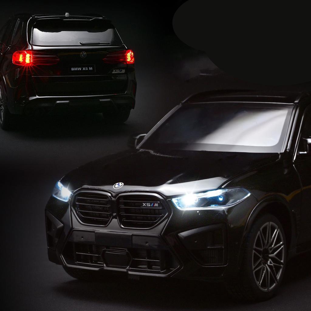 1:24 BMW X5M X5 F95 Mpower SUV Alloy Car Model Sound and Light Pull Back Children's Toy Collectibles Birthday Gift